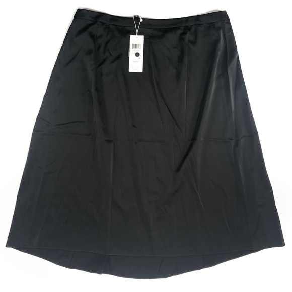 NWT Eileen Fisher Size 14 Silk Charmeuse Black Midi Skirt new with tags - Picture 2 of 6